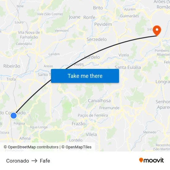 Coronado to Fafe map