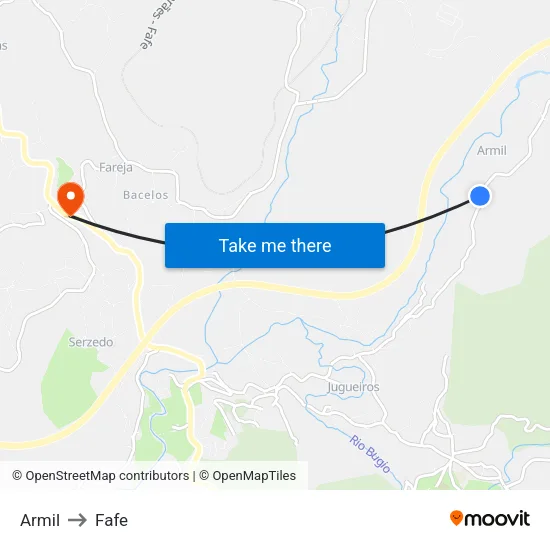 Armil to Fafe map