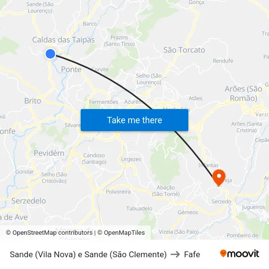 Sande (Vila Nova) e Sande (São Clemente) to Fafe map