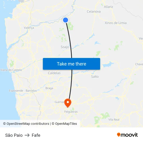 São Paio to Fafe map