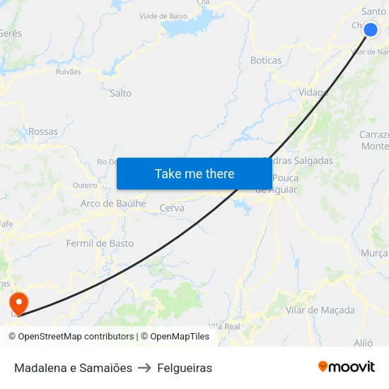 Madalena e Samaiões to Felgueiras map