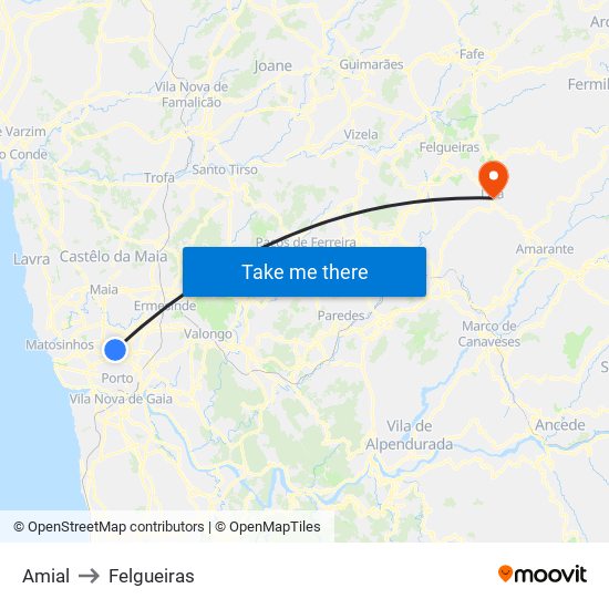 Amial to Felgueiras map