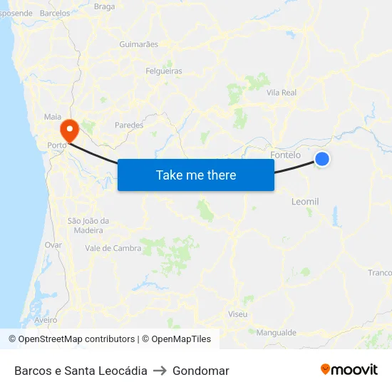 Barcos e Santa Leocádia to Gondomar map