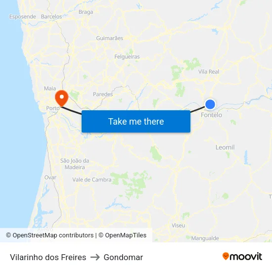 Vilarinho dos Freires to Gondomar map