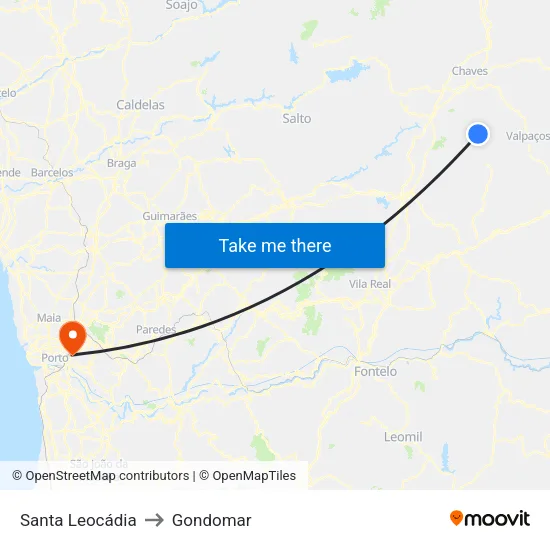 Santa Leocádia to Gondomar map