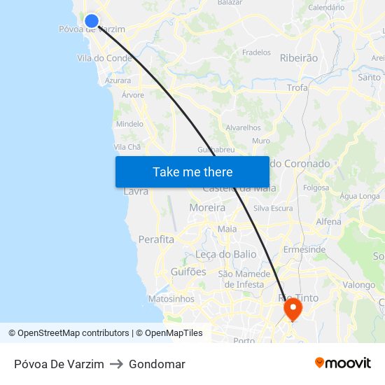 Póvoa De Varzim to Gondomar map