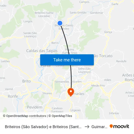 Briteiros (São Salvador) e Briteiros (Santa Leocádia) to Guimarães map