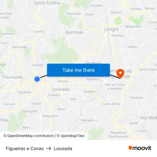 Figueiras e Covas to Lousada map