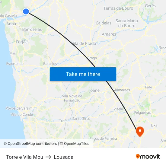 Torre e Vila Mou to Lousada map