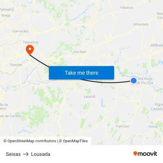 Seixas to Lousada map