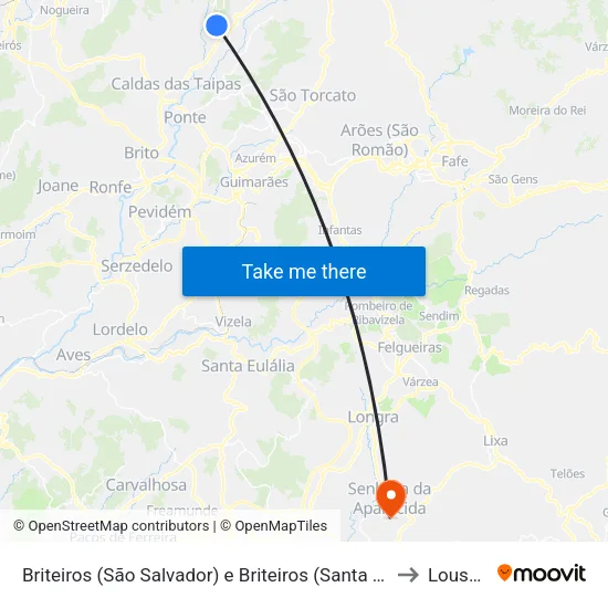 Briteiros (São Salvador) e Briteiros (Santa Leocádia) to Lousada map