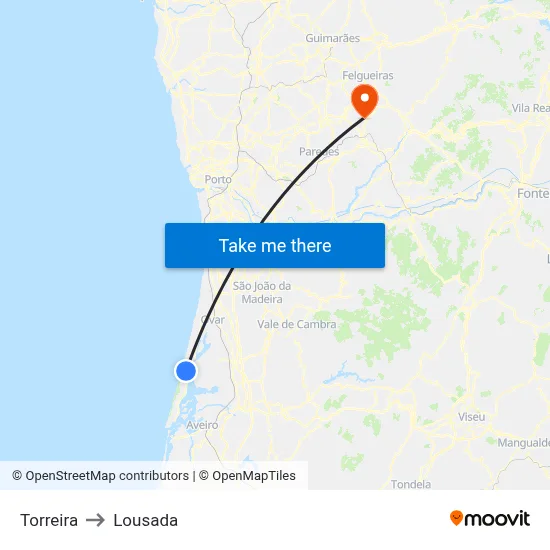 Torreira to Lousada map