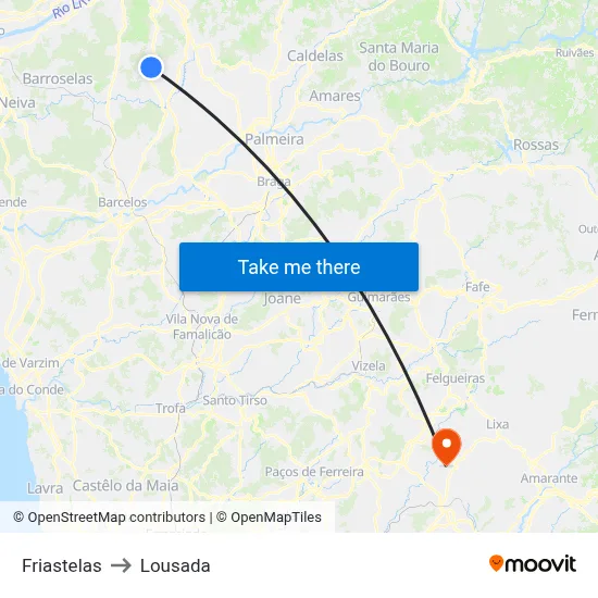 Friastelas to Lousada map