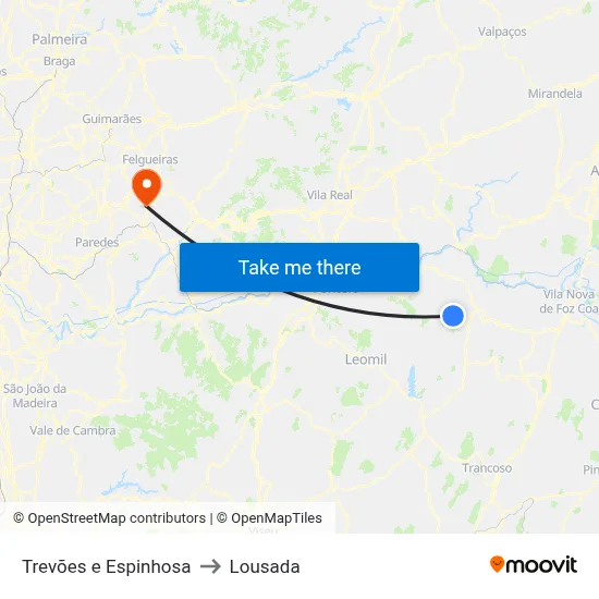 Trevões e Espinhosa to Lousada map