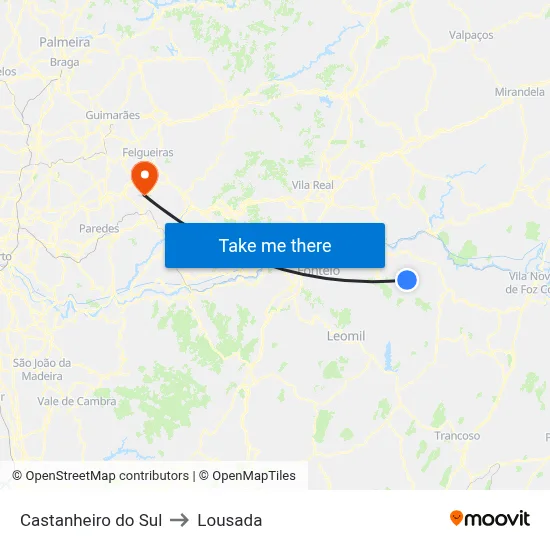 Castanheiro do Sul to Lousada map