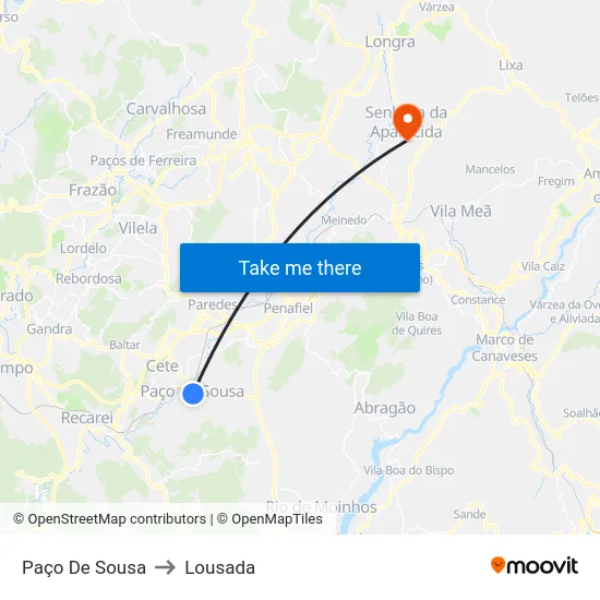Paço De Sousa to Lousada map
