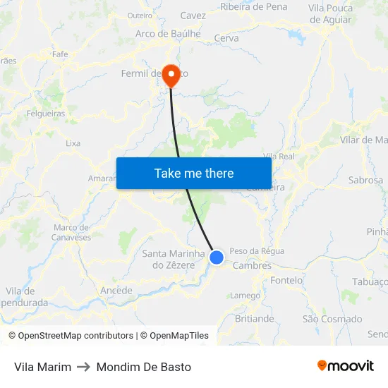 Vila Marim to Mondim De Basto map