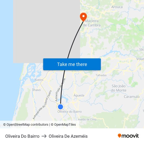 Oliveira Do Bairro to Oliveira De Azeméis map