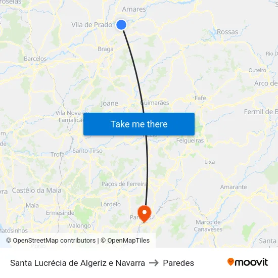 Santa Lucrécia de Algeriz e Navarra to Paredes map