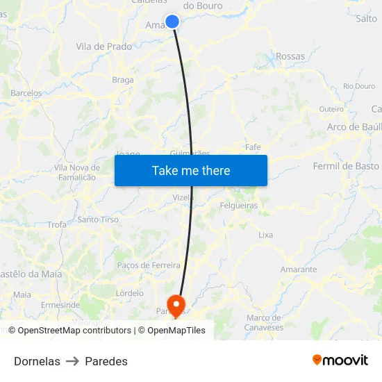 Dornelas to Paredes map