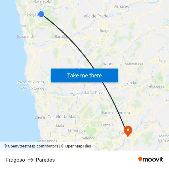 Fragoso to Paredes map
