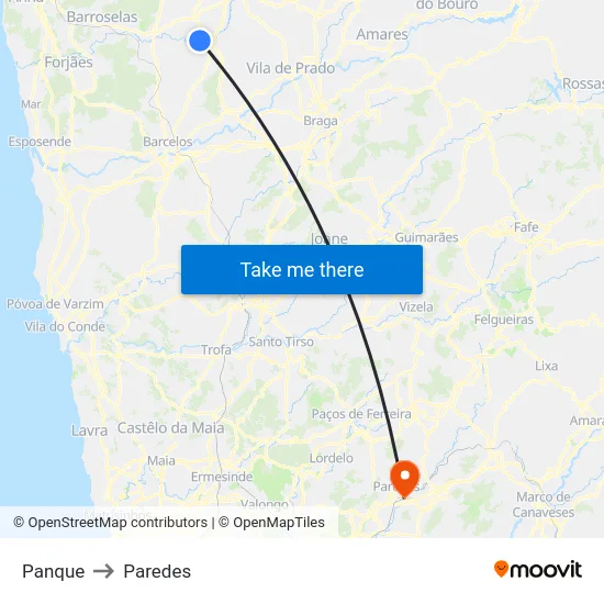Panque to Paredes map