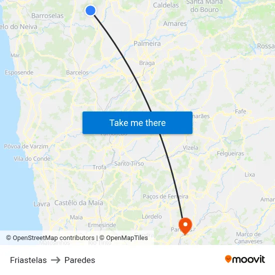 Friastelas to Paredes map