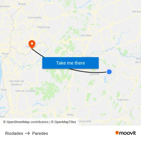 Riodades to Paredes map