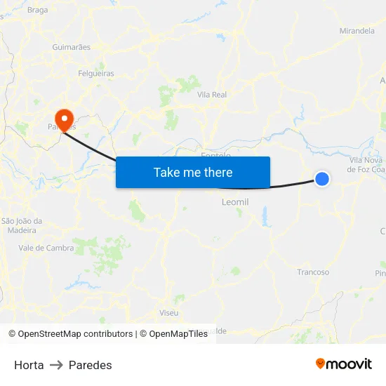 Horta to Paredes map