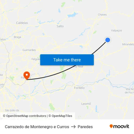 Carrazedo de Montenegro e Curros to Paredes map