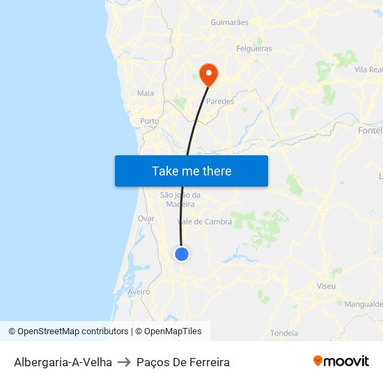 Albergaria-A-Velha to Paços De Ferreira map