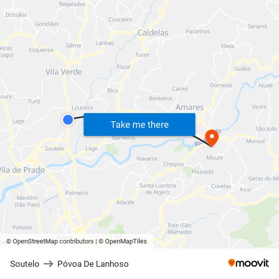 Soutelo to Póvoa De Lanhoso map