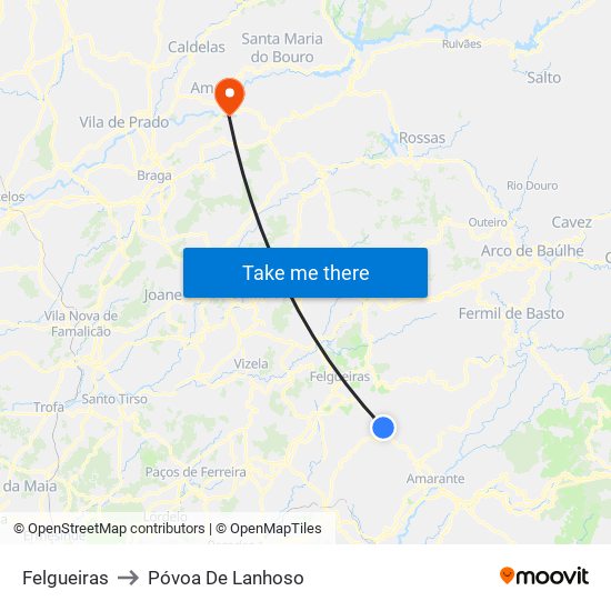 Felgueiras to Póvoa De Lanhoso map