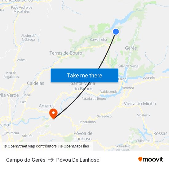 Campo do Gerês to Póvoa De Lanhoso map