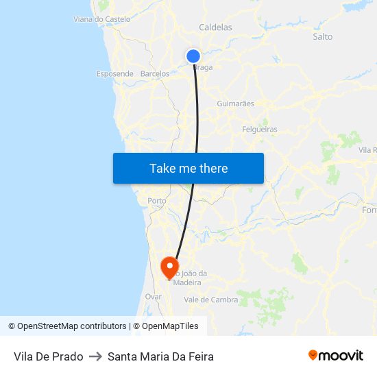 Vila De Prado to Santa Maria Da Feira map