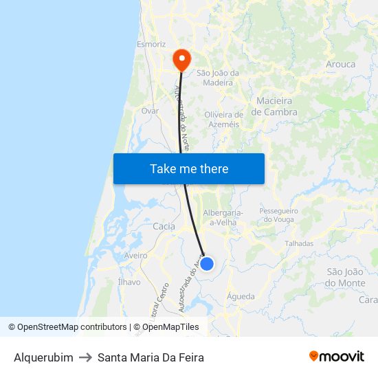 Alquerubim to Santa Maria Da Feira map