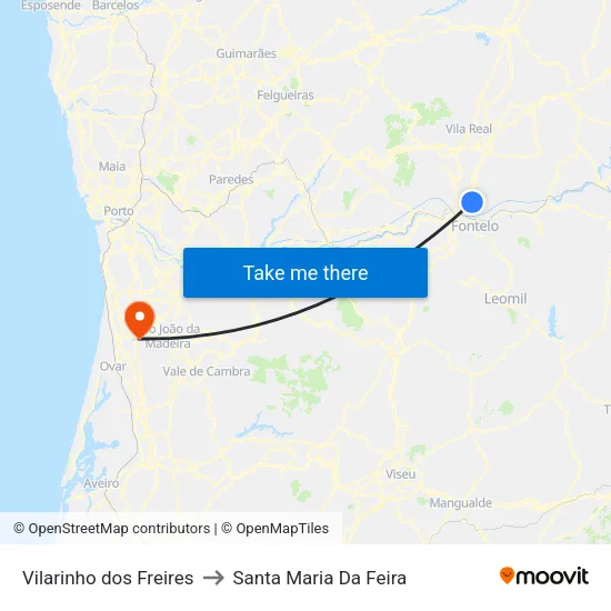 Vilarinho dos Freires to Santa Maria Da Feira map