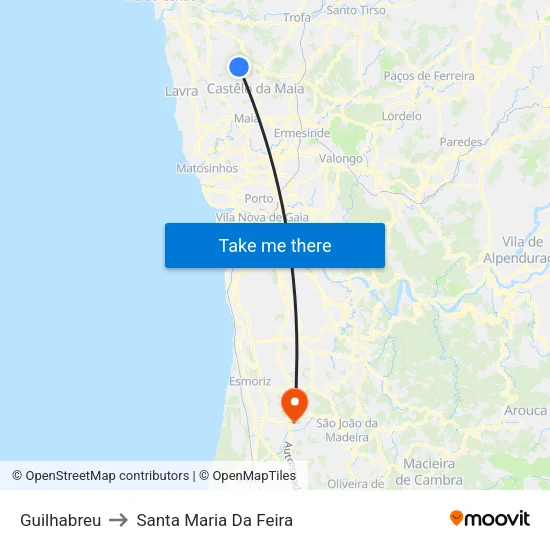Guilhabreu to Santa Maria Da Feira map