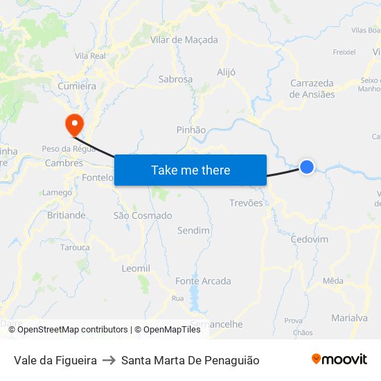 Vale da Figueira to Santa Marta De Penaguião map