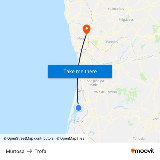 Murtosa to Trofa map