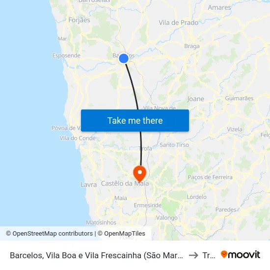 Barcelos, Vila Boa e Vila Frescainha (São Martinho e São Pedro) to Trofa map