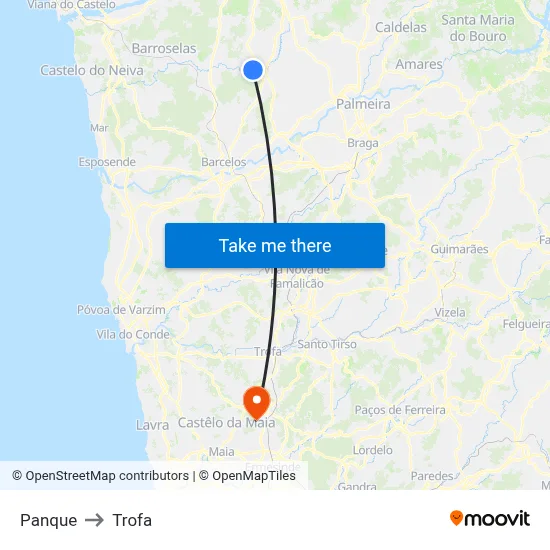 Panque to Trofa map