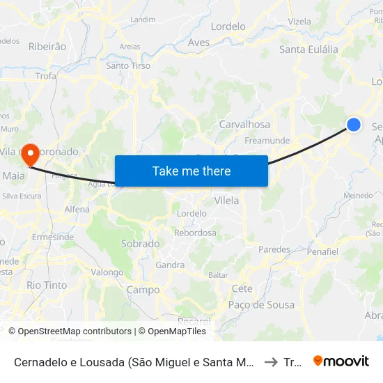 Cernadelo e Lousada (São Miguel e Santa Margarida) to Trofa map