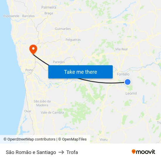 São Romão e Santiago to Trofa map