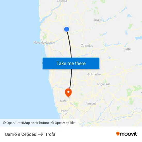 Bárrio e Cepões to Trofa map