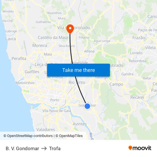 B. V. Gondomar to Trofa map