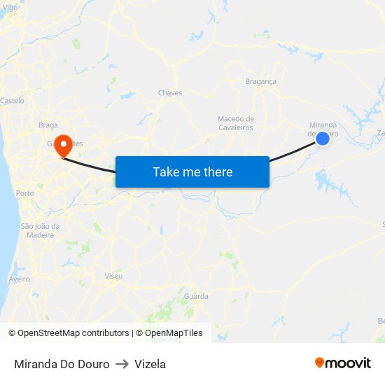 Miranda Do Douro to Vizela map