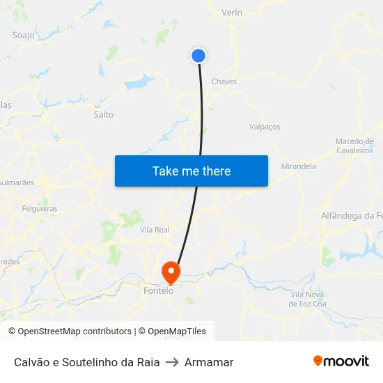 Calvão e Soutelinho da Raia to Armamar map