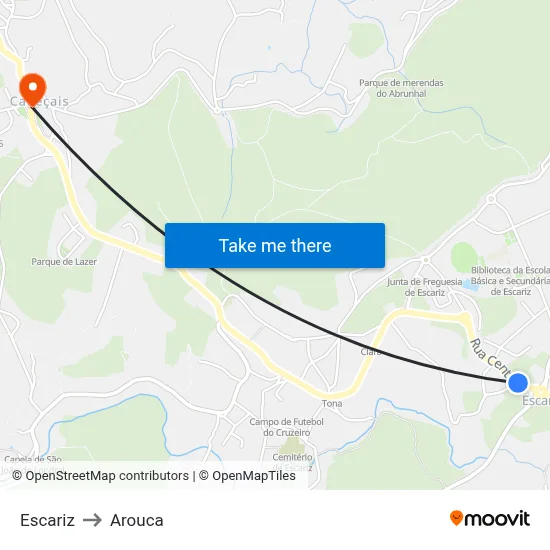 Escariz to Arouca map