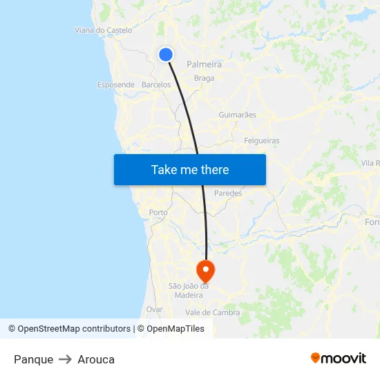 Panque to Arouca map